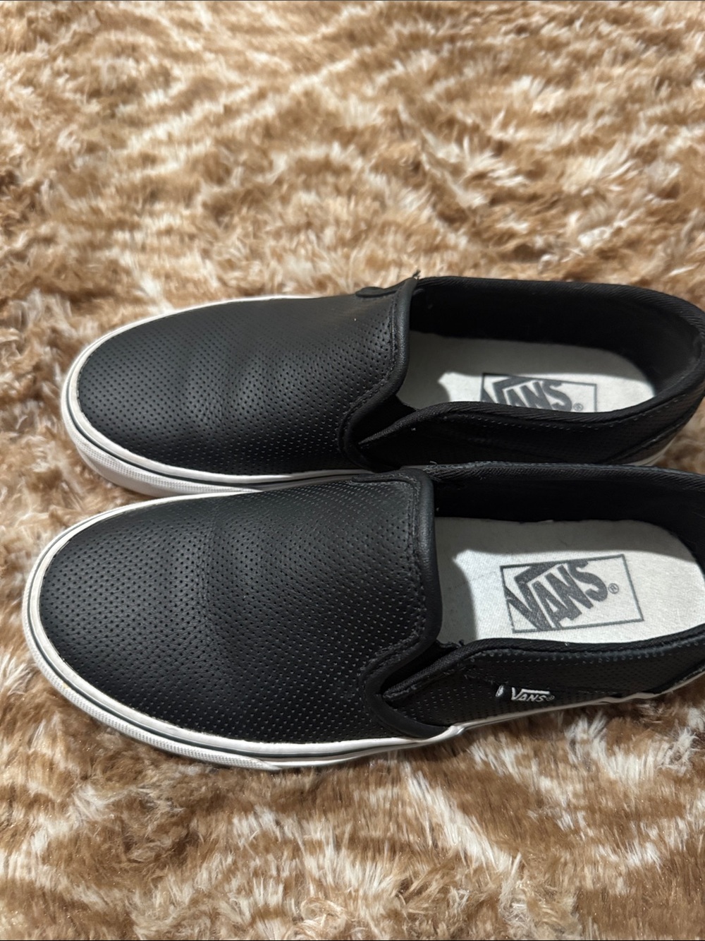 Vans Black Perforated leather Slip-On shoes